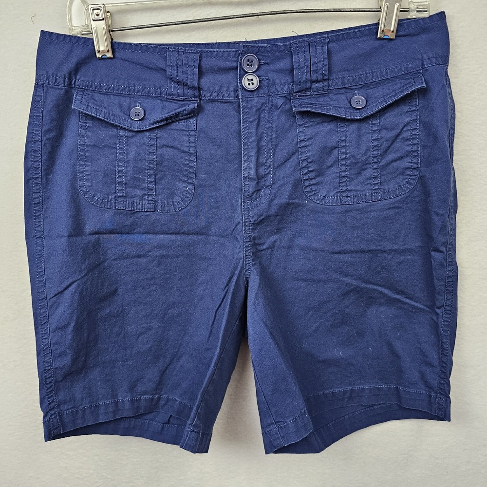 Caribbean Joe Women's Shorts Size 8 Bermuda Shorts Navy Blue